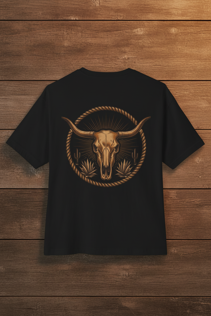 Longhorn Skull Tee - Rustic Style