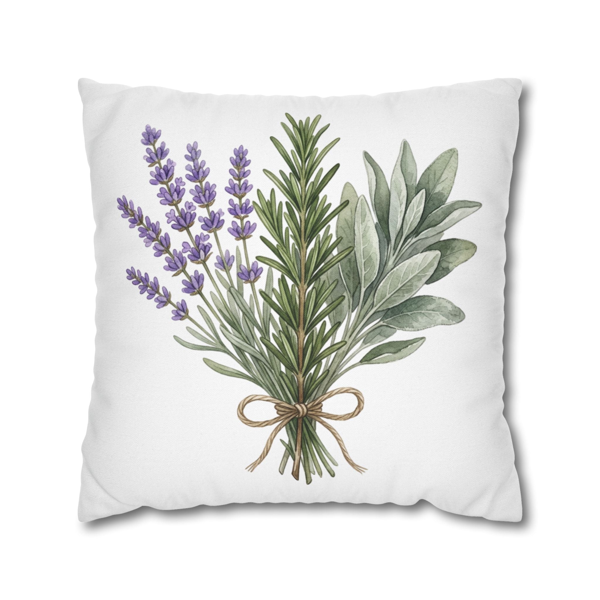 Farmhouse Herb Bundle Pillowcase — Decorative Throw Pillow