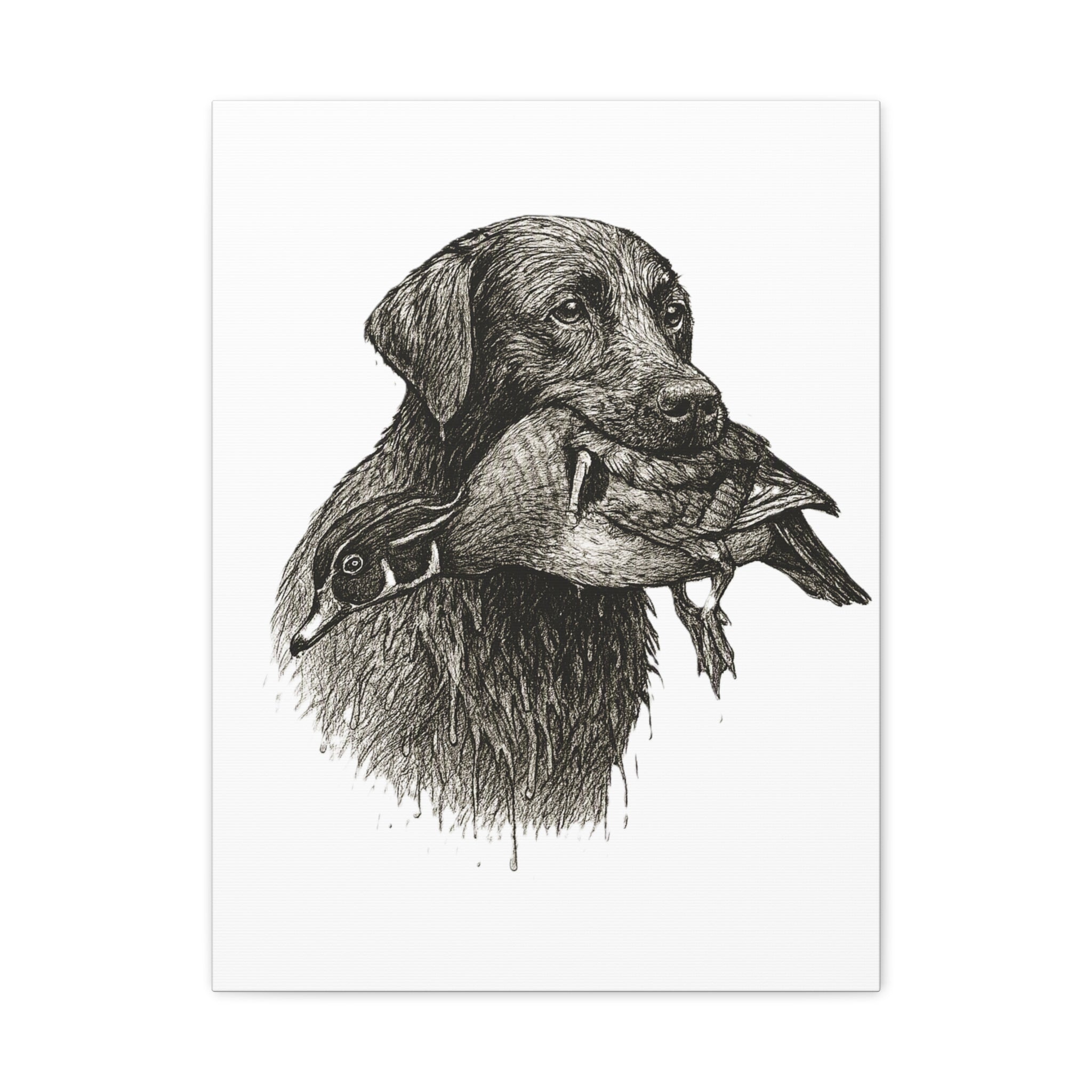 Retriever with Duck Canvas Print — Hunting Dog Wall Art, Rustic Wildlife Decor