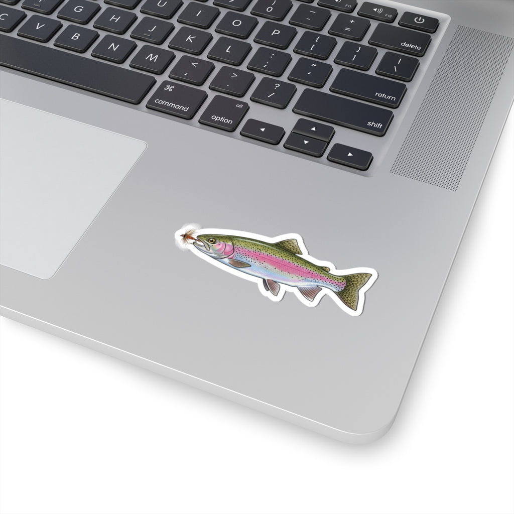Rainbow Trout Fishing Sticker — Vinyl Decal with Fly