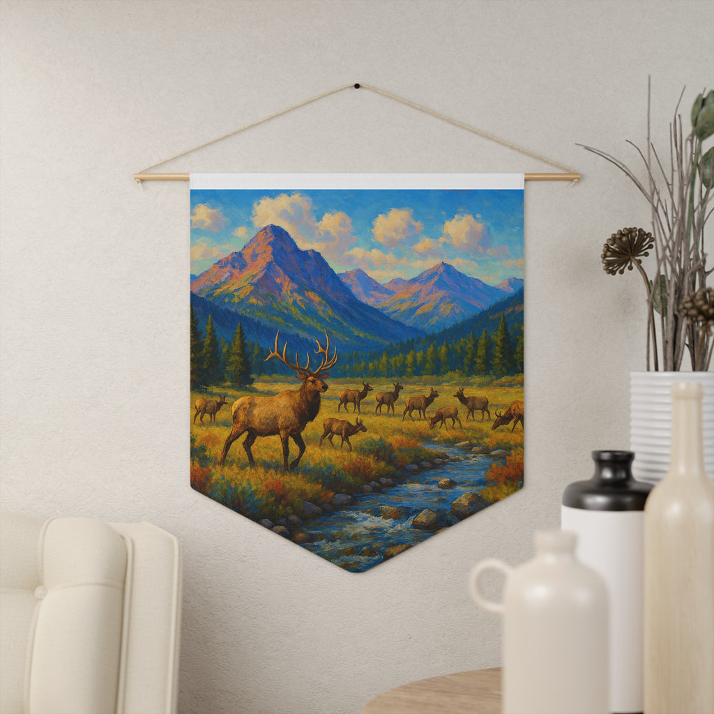 Mountain Elk Pennant — Scenic Wilderness Wall Banner