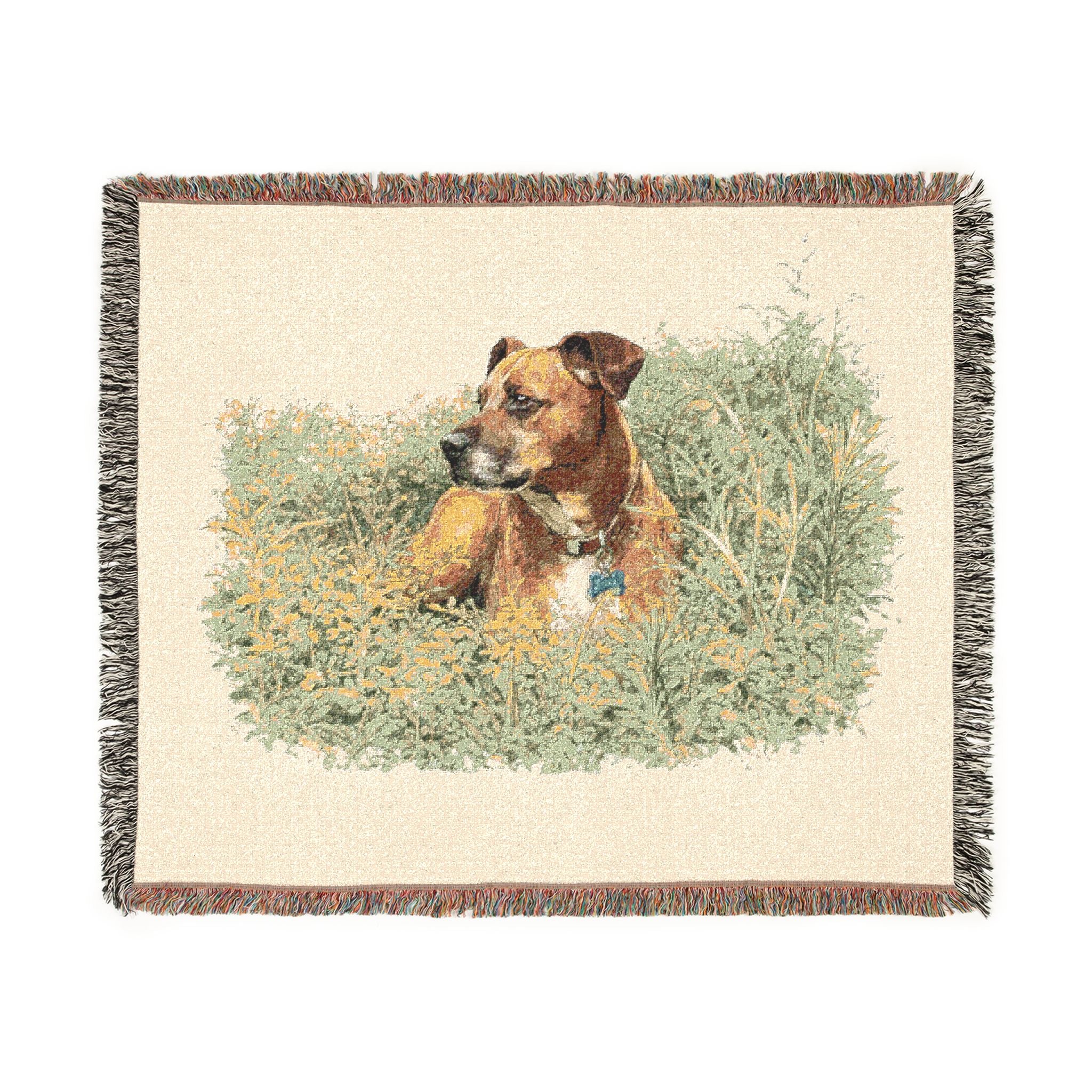 Woven Blanket — Vintage Puppy in Hay Throw Blanket