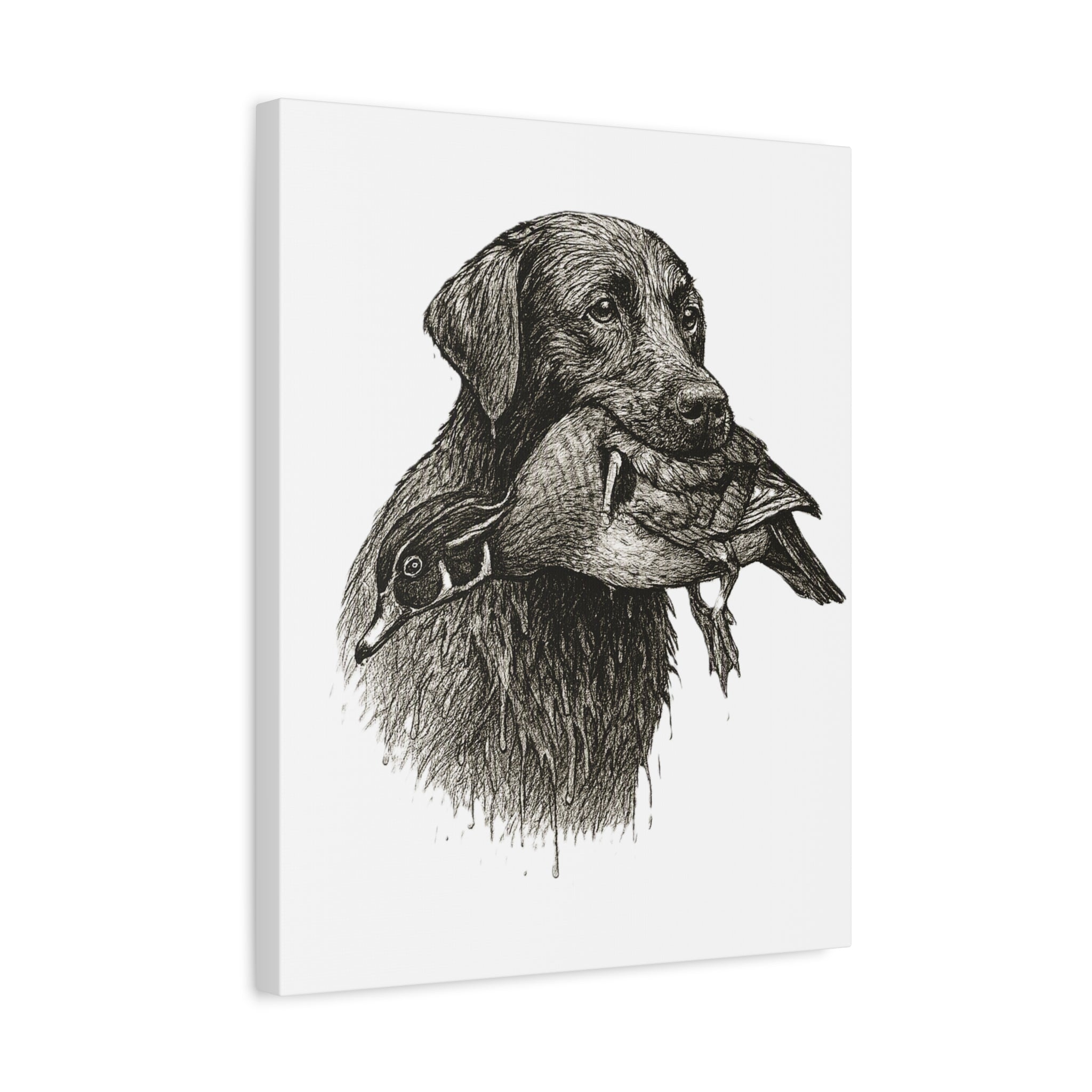 Retriever with Duck Canvas Print — Hunting Dog Wall Art, Rustic Wildlife Decor