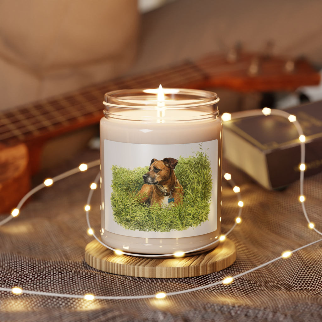 Dog Soy Candle – 9oz Scented Jar with Relaxing Meadow Design