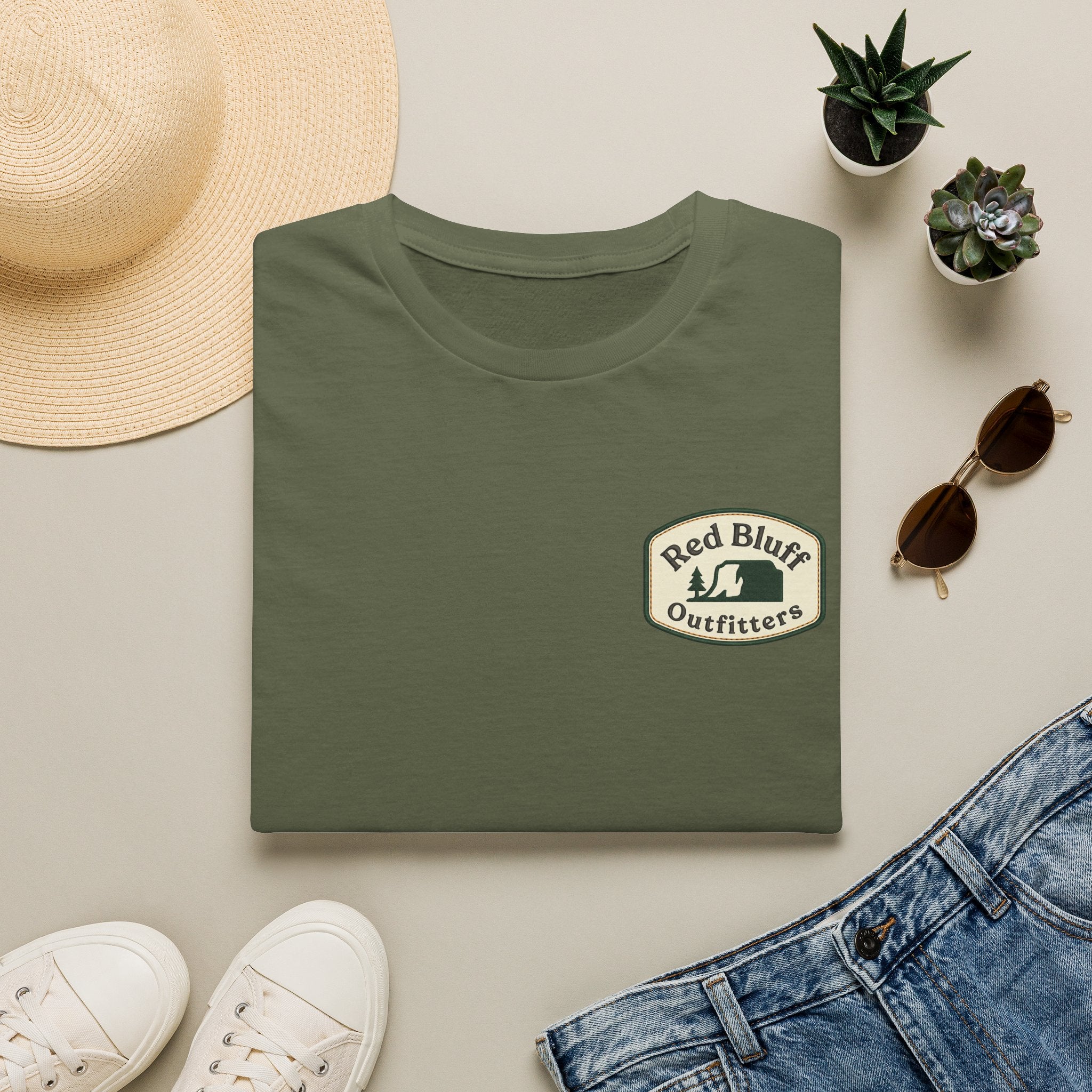 Red Bluff Outfitters Patch T‑Shirt — Retro Outdoor Logo Tee