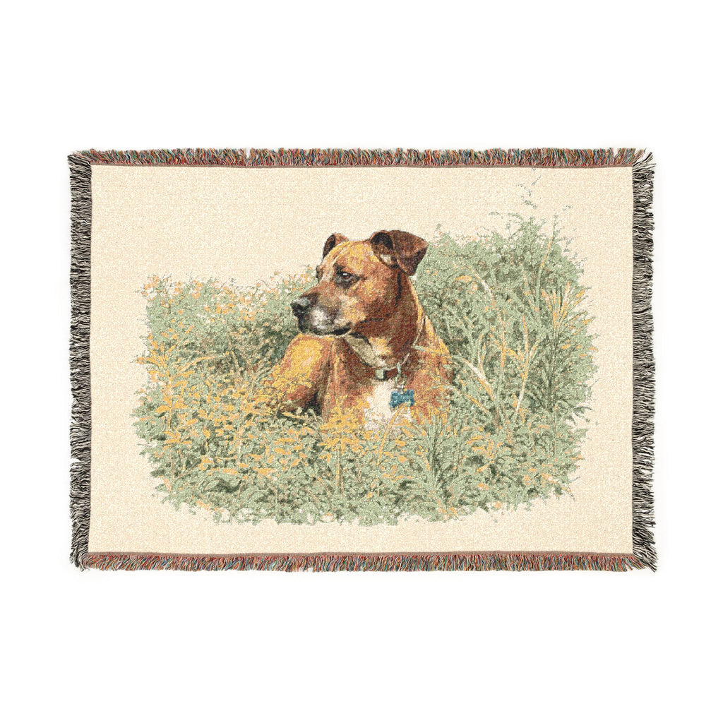 Woven Blanket — Vintage Puppy in Hay Throw Blanket