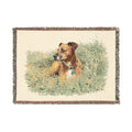 Woven Blanket — Vintage Puppy in Hay Throw Blanket