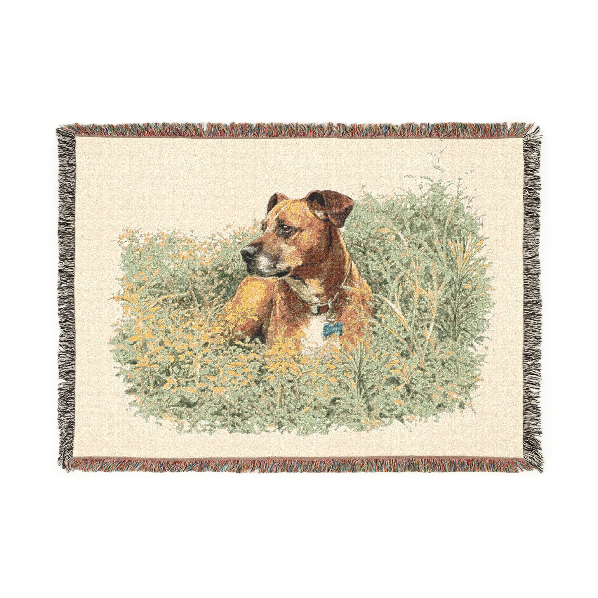 Woven Blanket — Vintage Puppy in Hay Throw Blanket