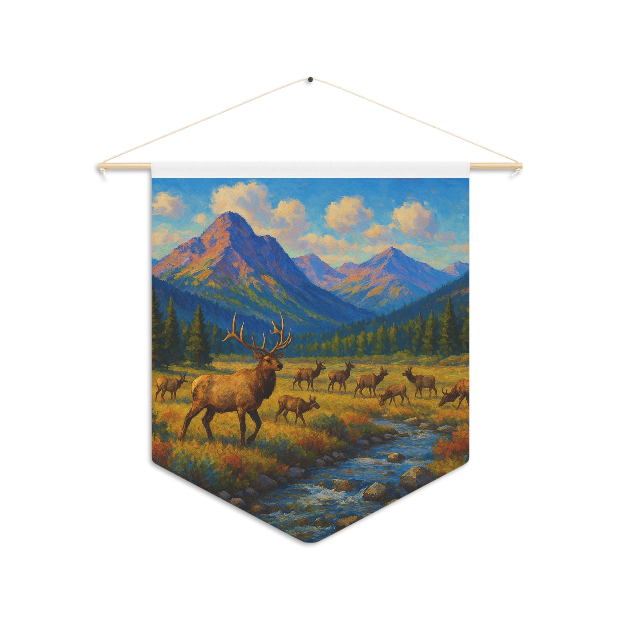Mountain Elk Pennant — Scenic Wilderness Wall Banner