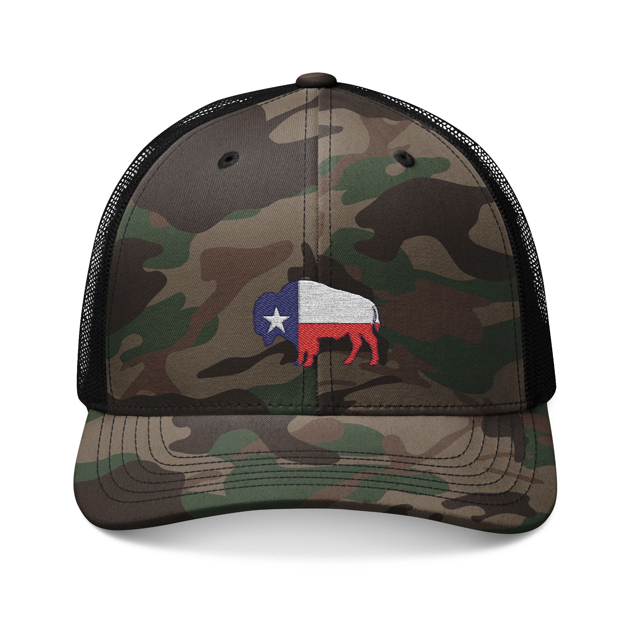 Camouflage Embroidered Buffalo Cap