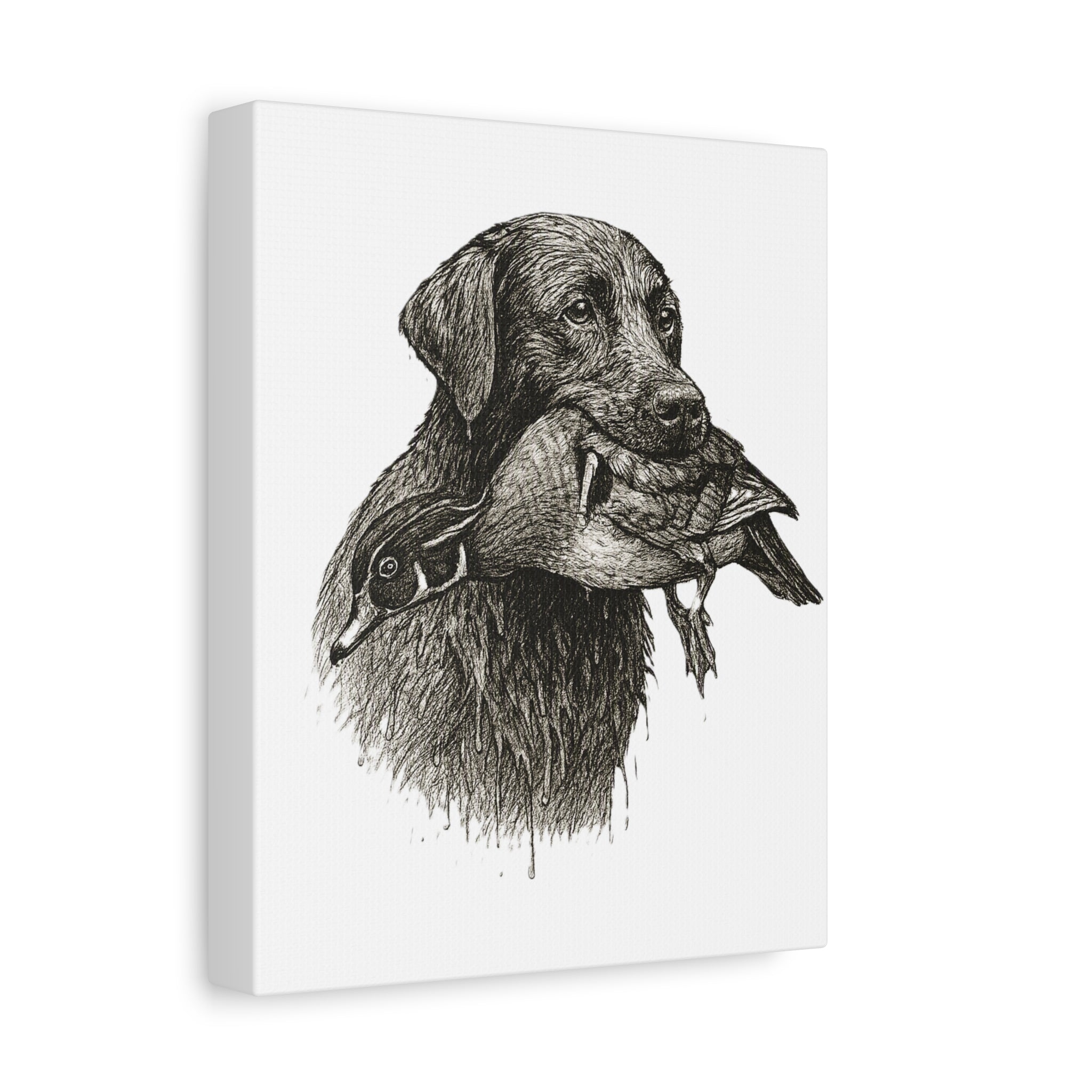Retriever with Duck Canvas Print — Hunting Dog Wall Art, Rustic Wildlife Decor