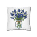 Bluebonnet Bouquet Pillowcase — Mason Jar Floral Decorative Throw Pillow