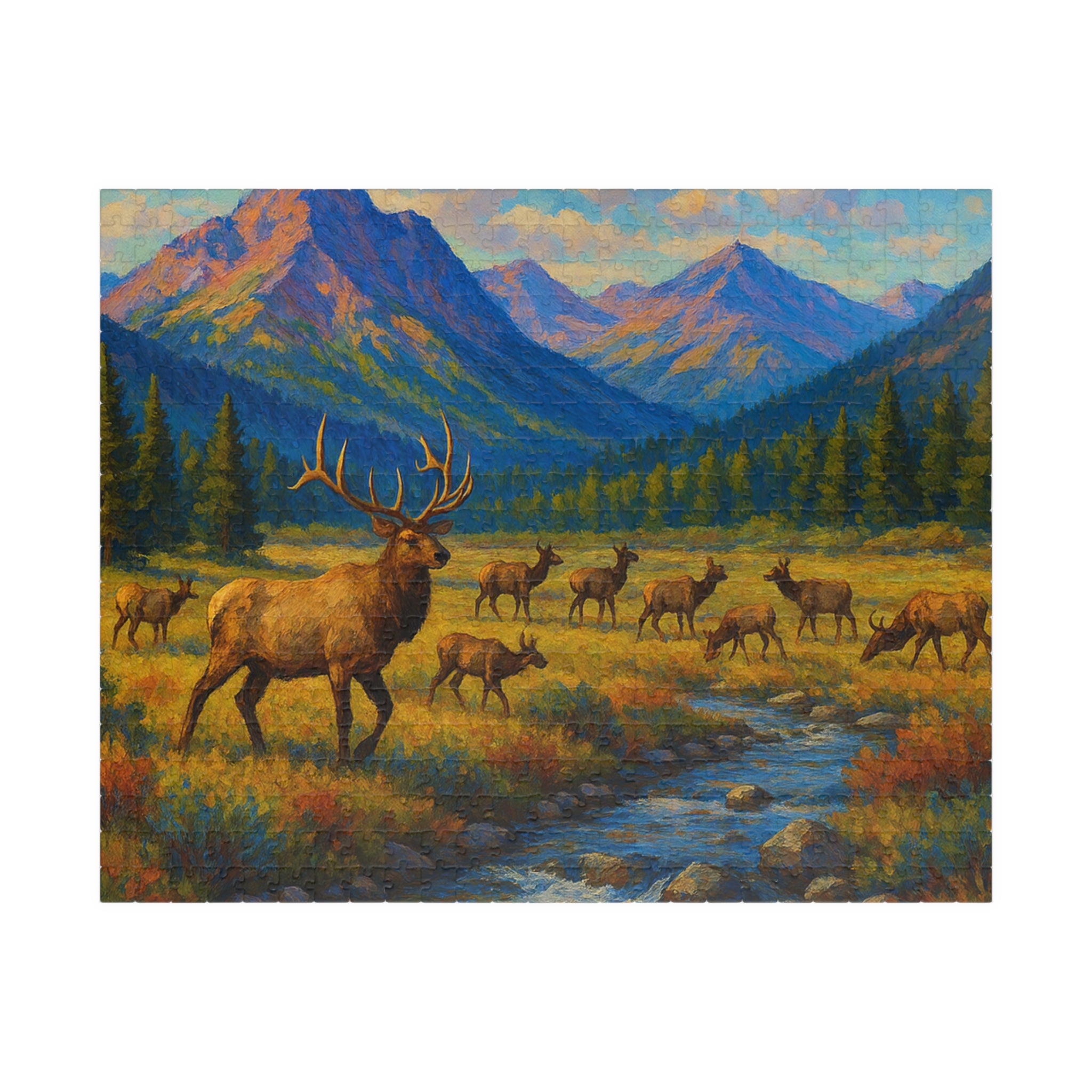 Mountain Elk Landscape Puzzle — Scenic Wildlife Jigsaw (110–1014 pcs)