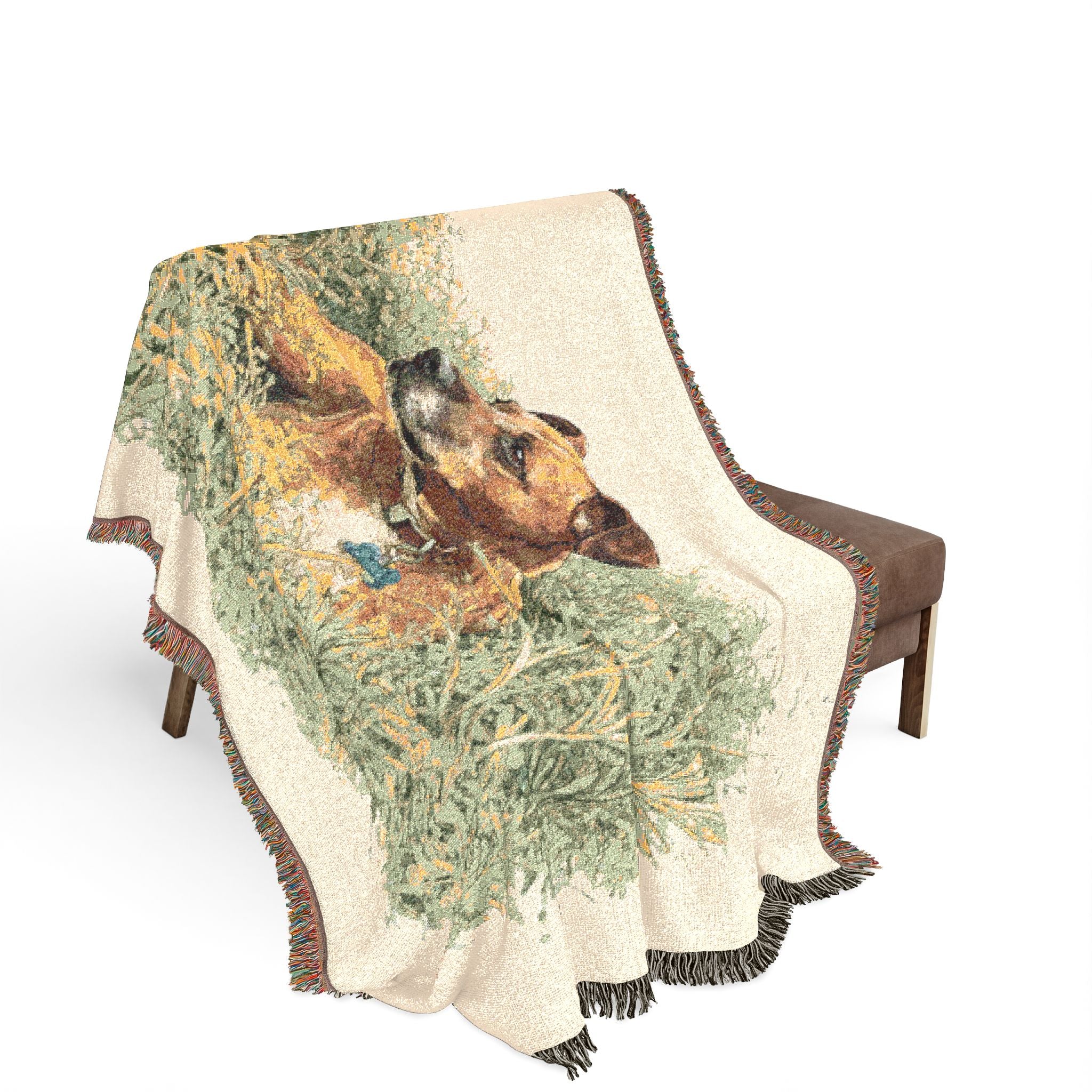 Woven Blanket — Vintage Puppy in Hay Throw Blanket
