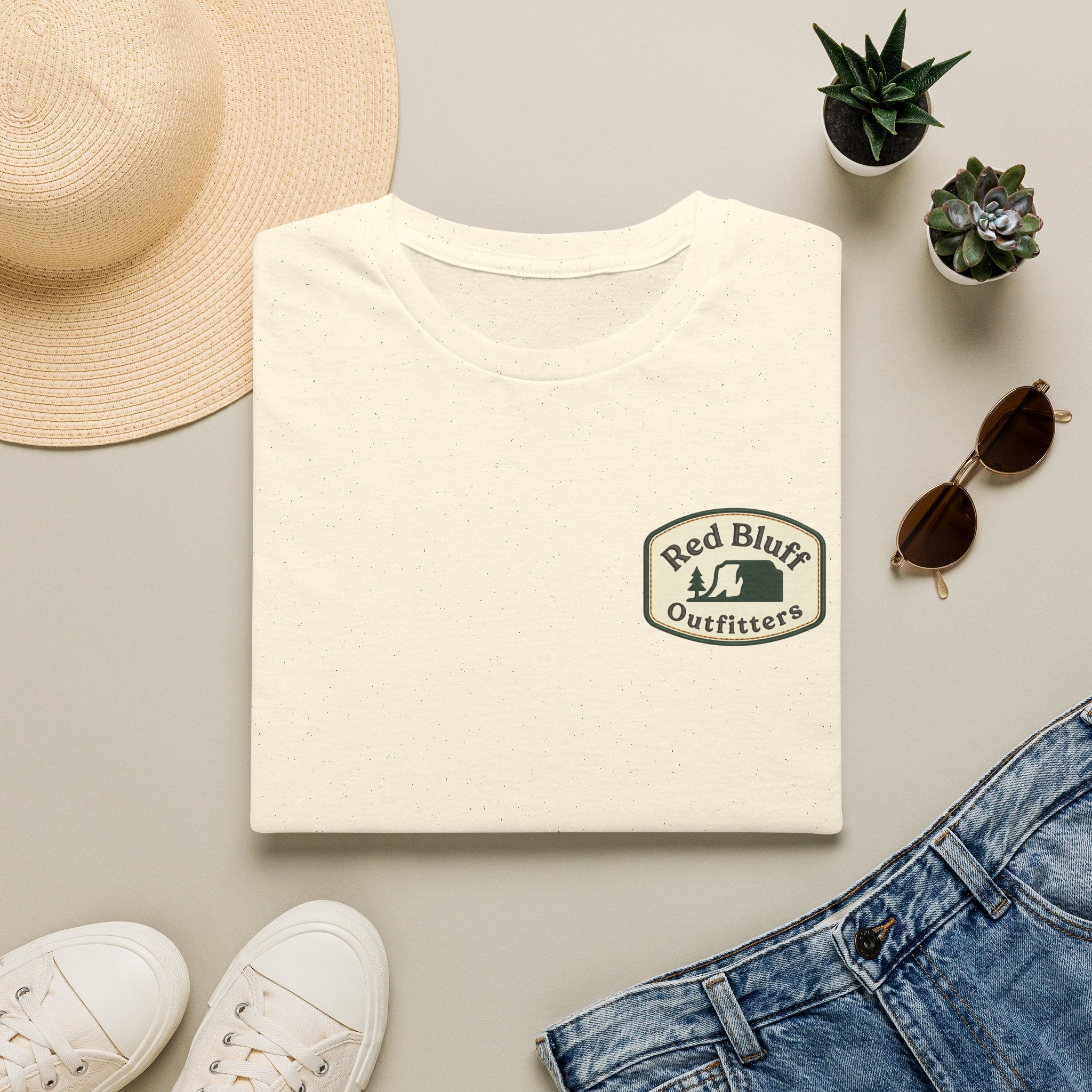 Red Bluff Outfitters Patch T‑Shirt — Retro Outdoor Logo Tee