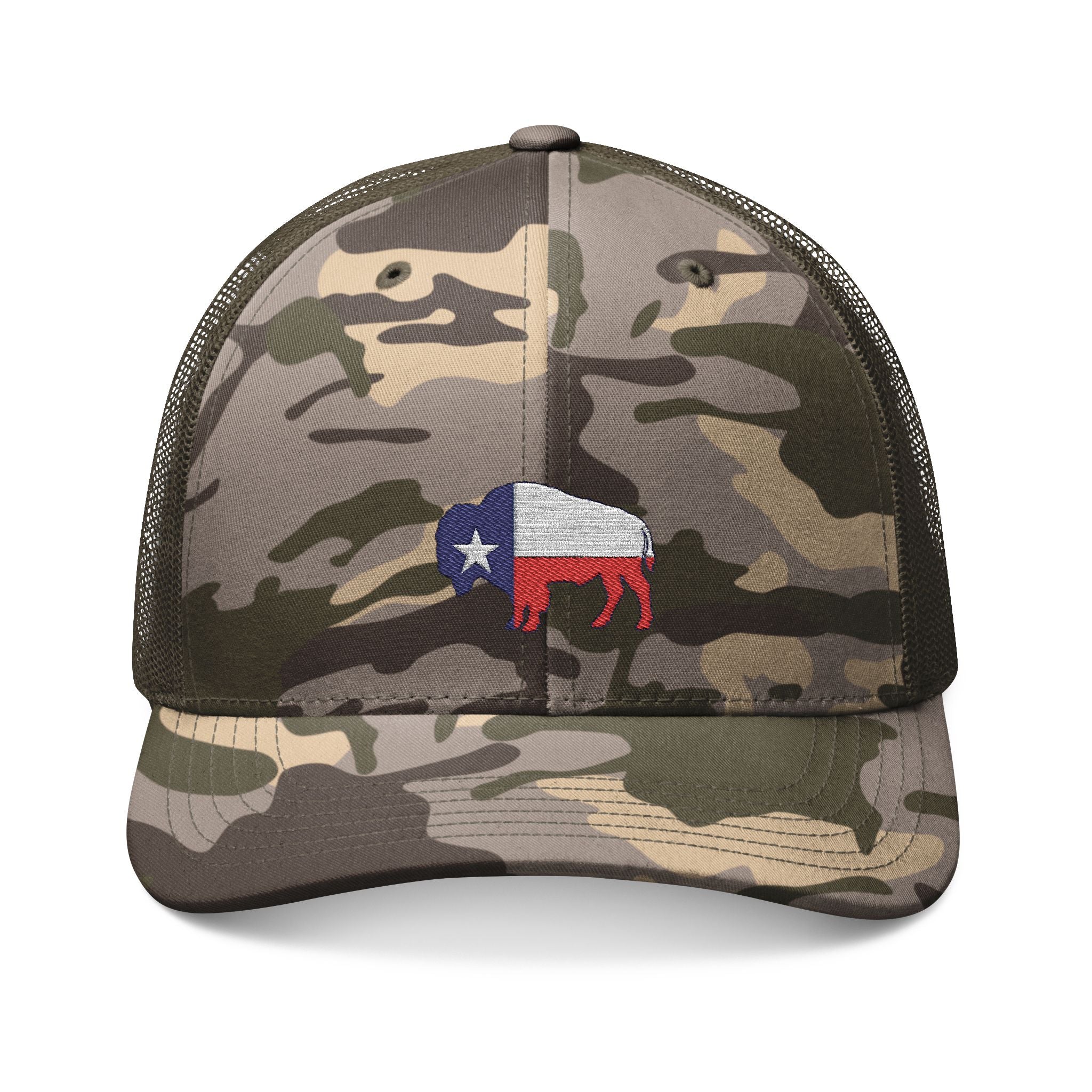 Camouflage Embroidered Buffalo Cap