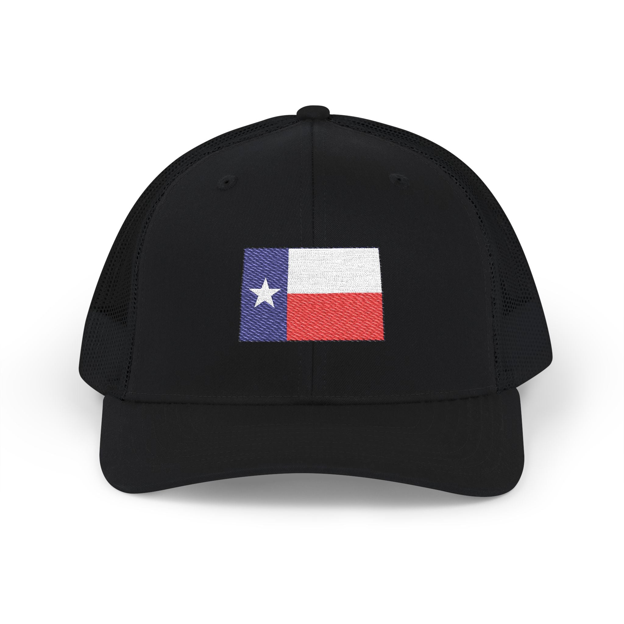 Texas Flag Embroidered Trucker Cap — Distressed Lone Star Snapback