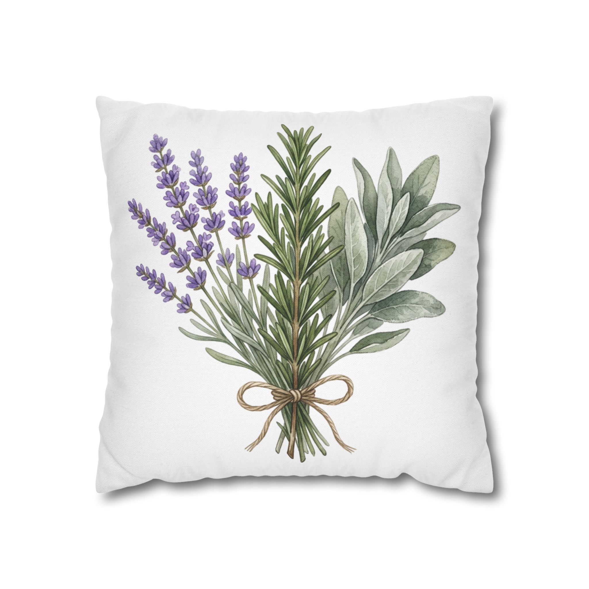Farmhouse Herb Bundle Pillowcase — Decorative Throw Pillow
