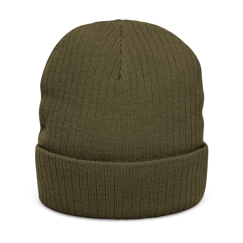 Embroidered Ribbed Knit Beanie — 'Red Bluff Outfitters' Patch Winter Hat