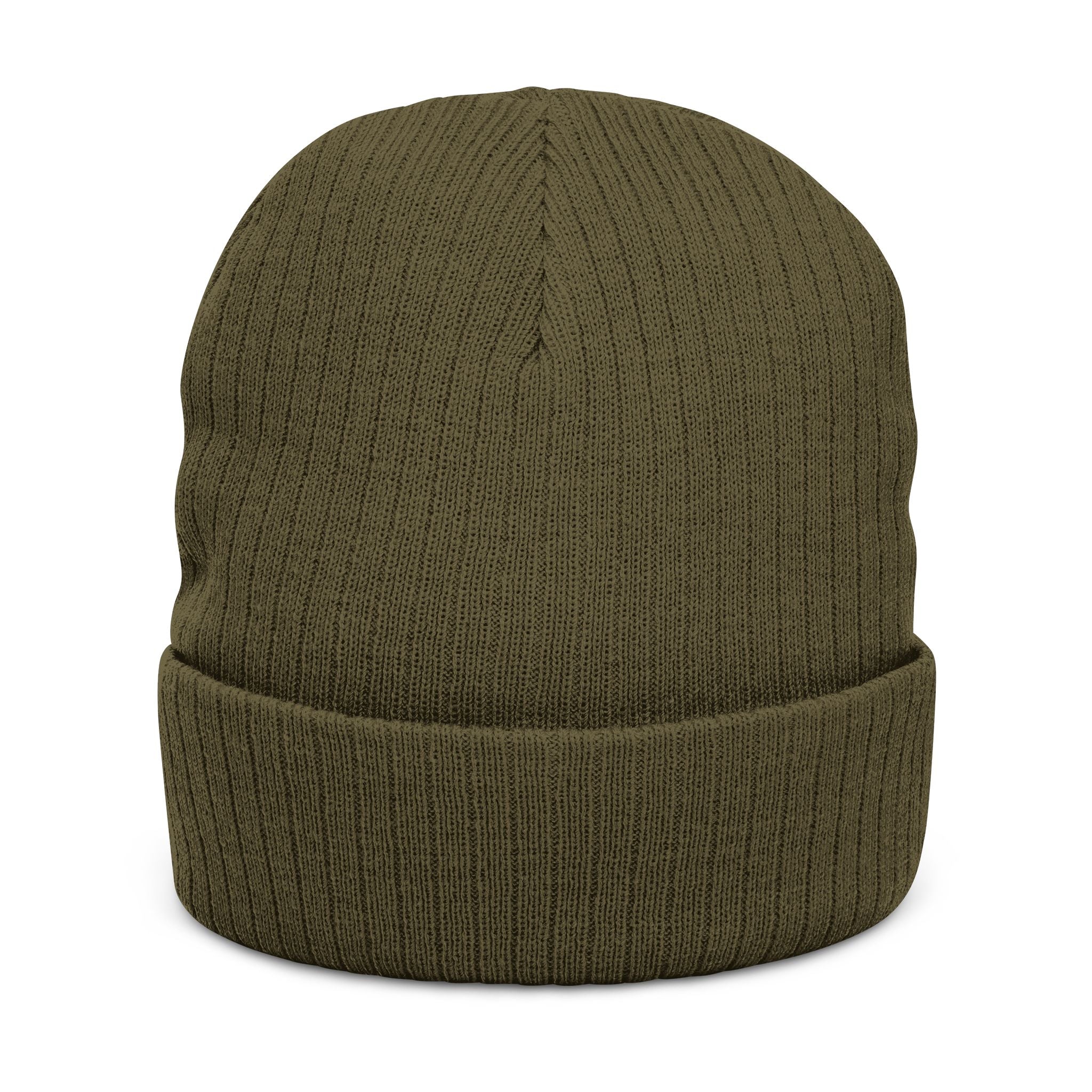 Embroidered Ribbed Knit Beanie — 'Red Bluff Outfitters' Patch Winter Hat