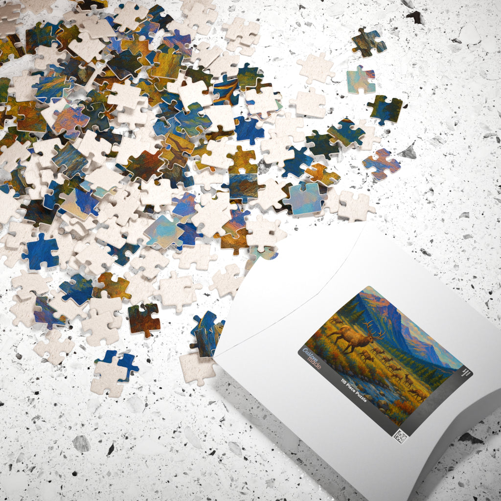 Mountain Elk Landscape Puzzle — Scenic Wildlife Jigsaw (110–1014 pcs)