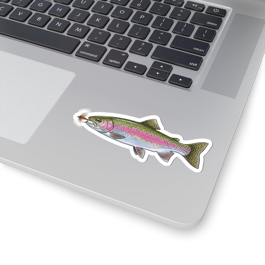 Rainbow Trout Fishing Sticker — Vinyl Decal with Fly