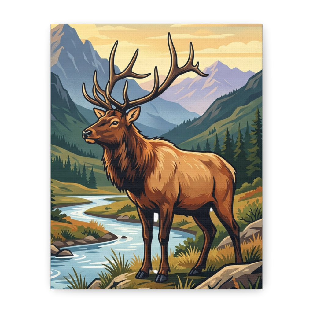 Majestic Elk Mountain Canvas Print — Rustic Wilderness Wall Art