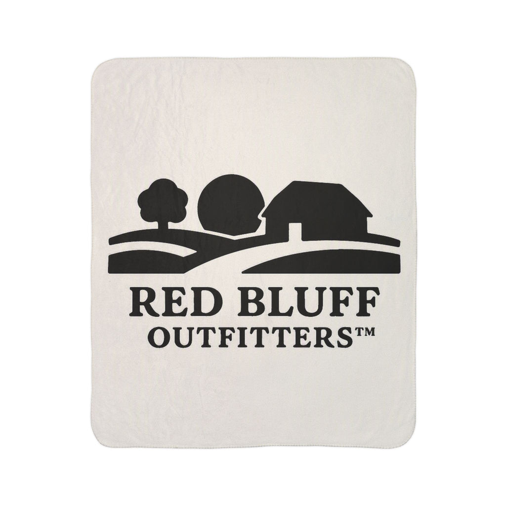 Red Bluff Outfitters Sherpa Blanket — Cozy Fleece Throw with Logo