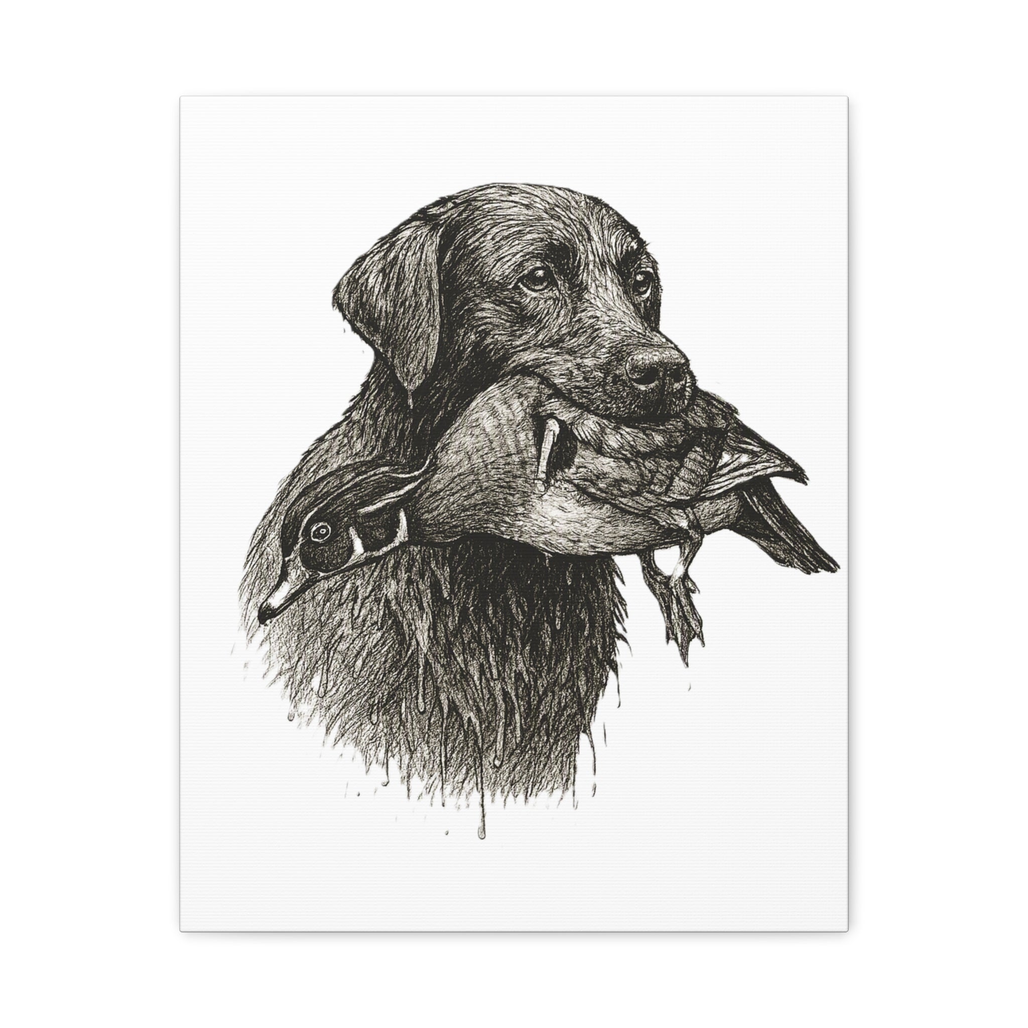 Retriever with Duck Canvas Print — Hunting Dog Wall Art, Rustic Wildlife Decor