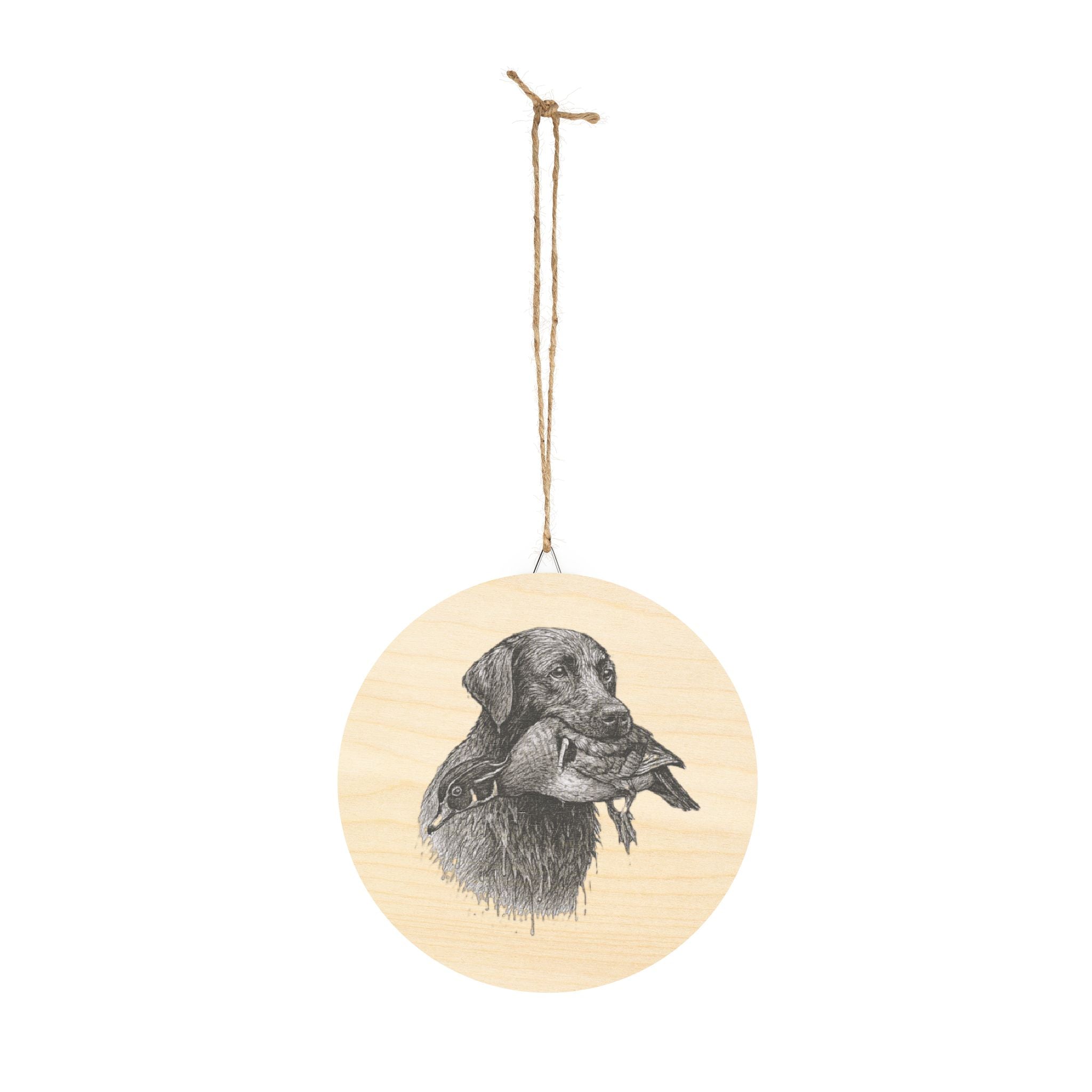 Round Wood Sign – Duck Retriever Dog Portrait Wall Art