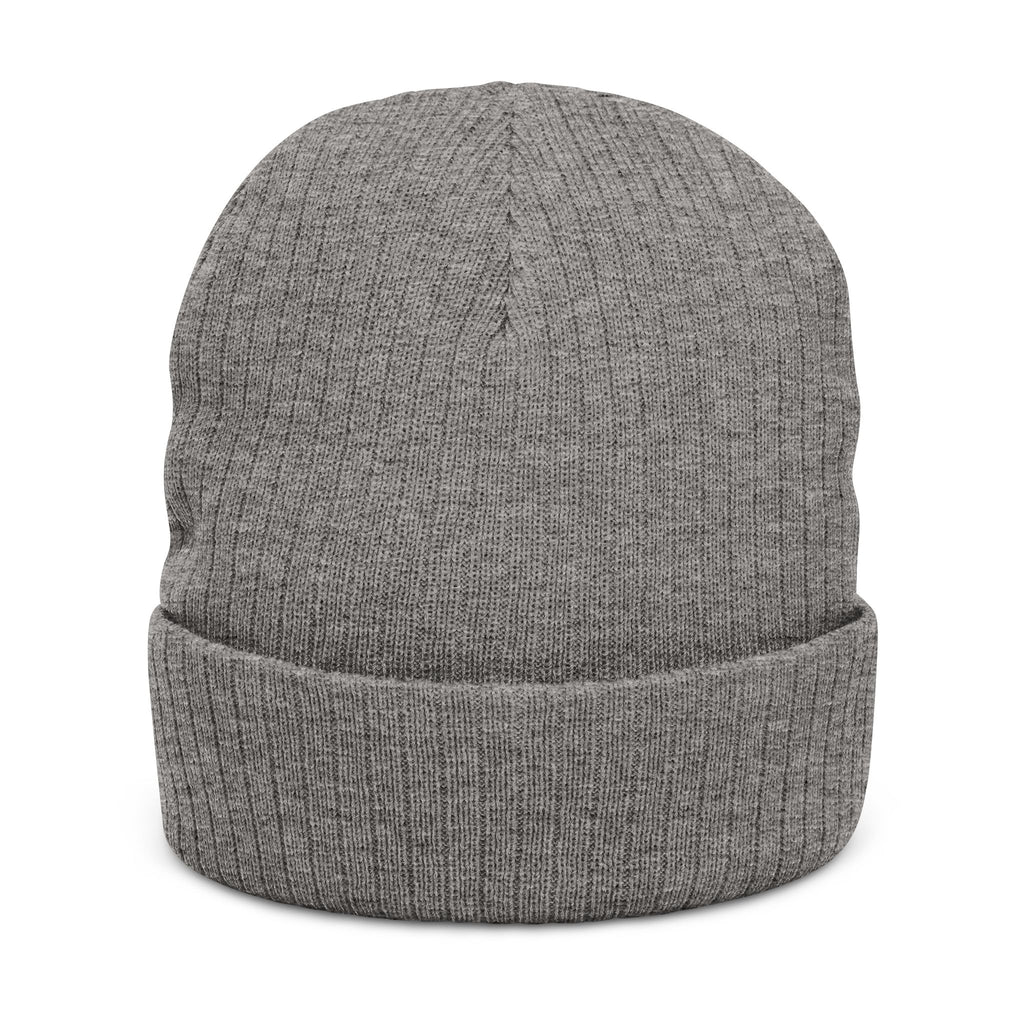 Embroidered Ribbed Knit Beanie — 'Red Bluff Outfitters' Patch Winter Hat