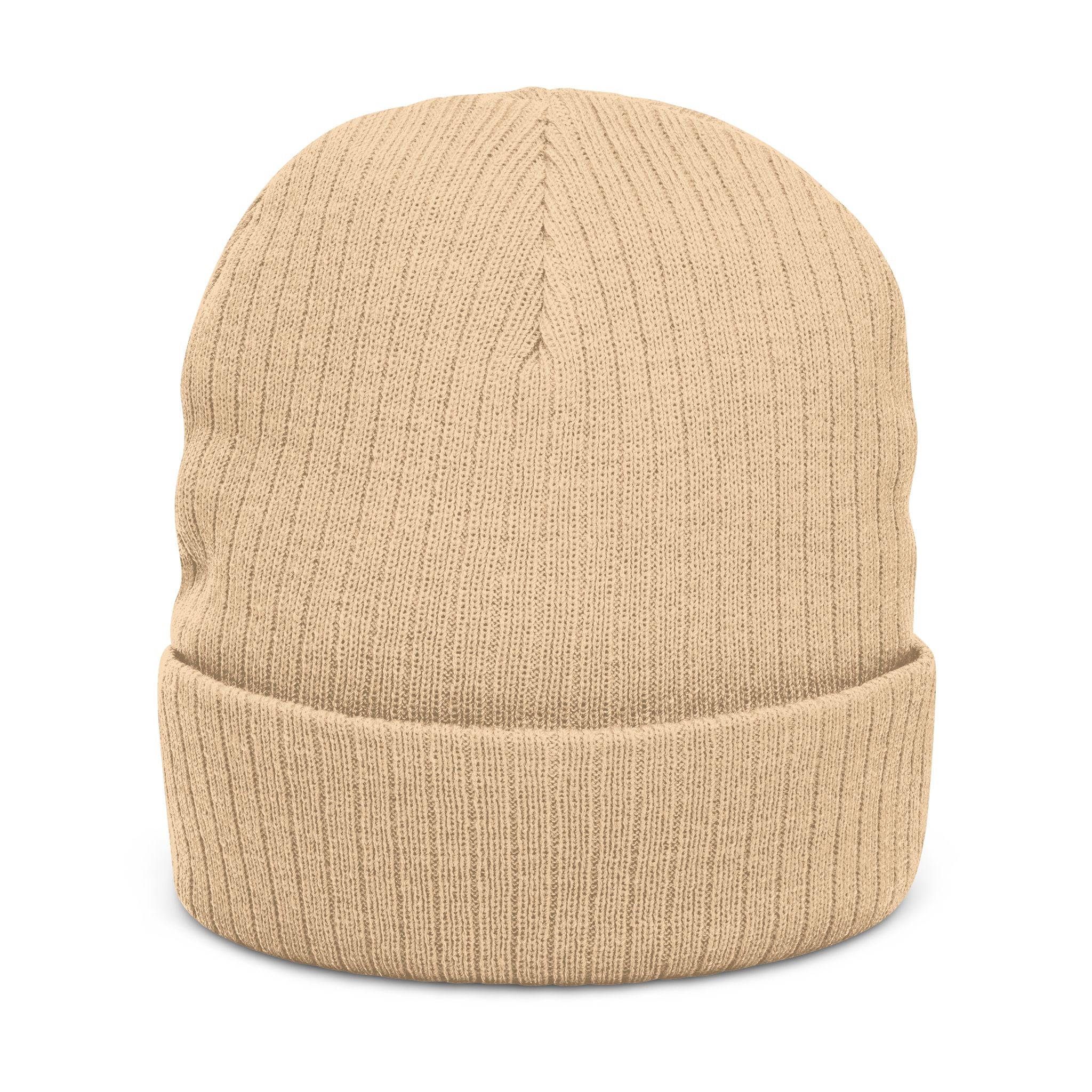 Embroidered Ribbed Knit Beanie — 'Red Bluff Outfitters' Patch Winter Hat