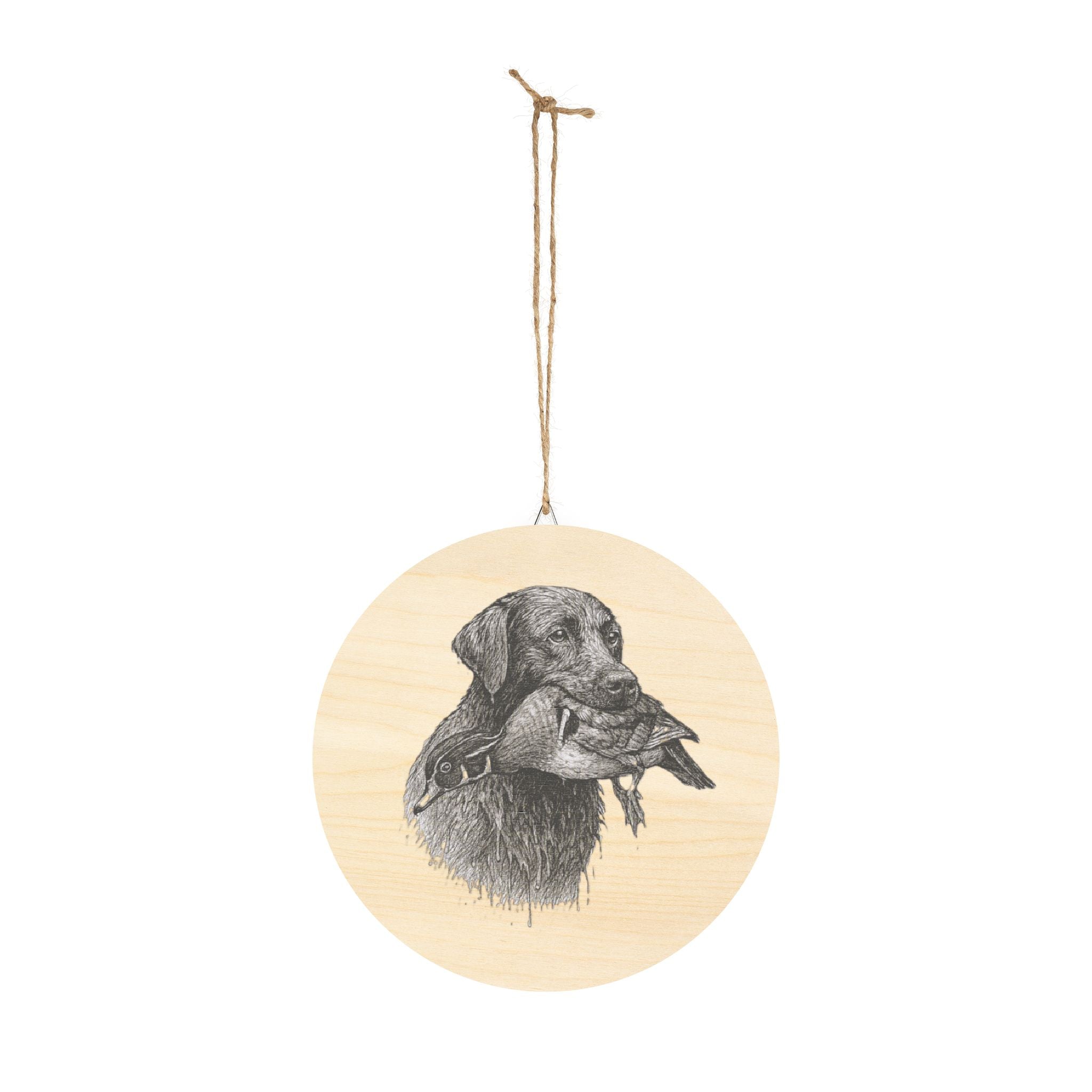 Round Wood Sign – Duck Retriever Dog Portrait Wall Art
