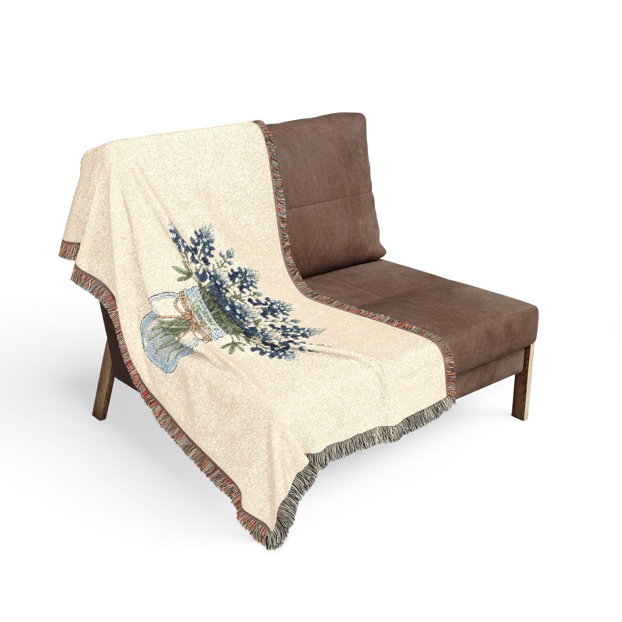 Mason Jar Wildflower Woven Blanket — Cozy Floral Throw for Living Room & Farmhouse Decor