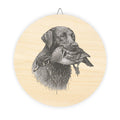 Round Wood Sign – Duck Retriever Dog Portrait Wall Art