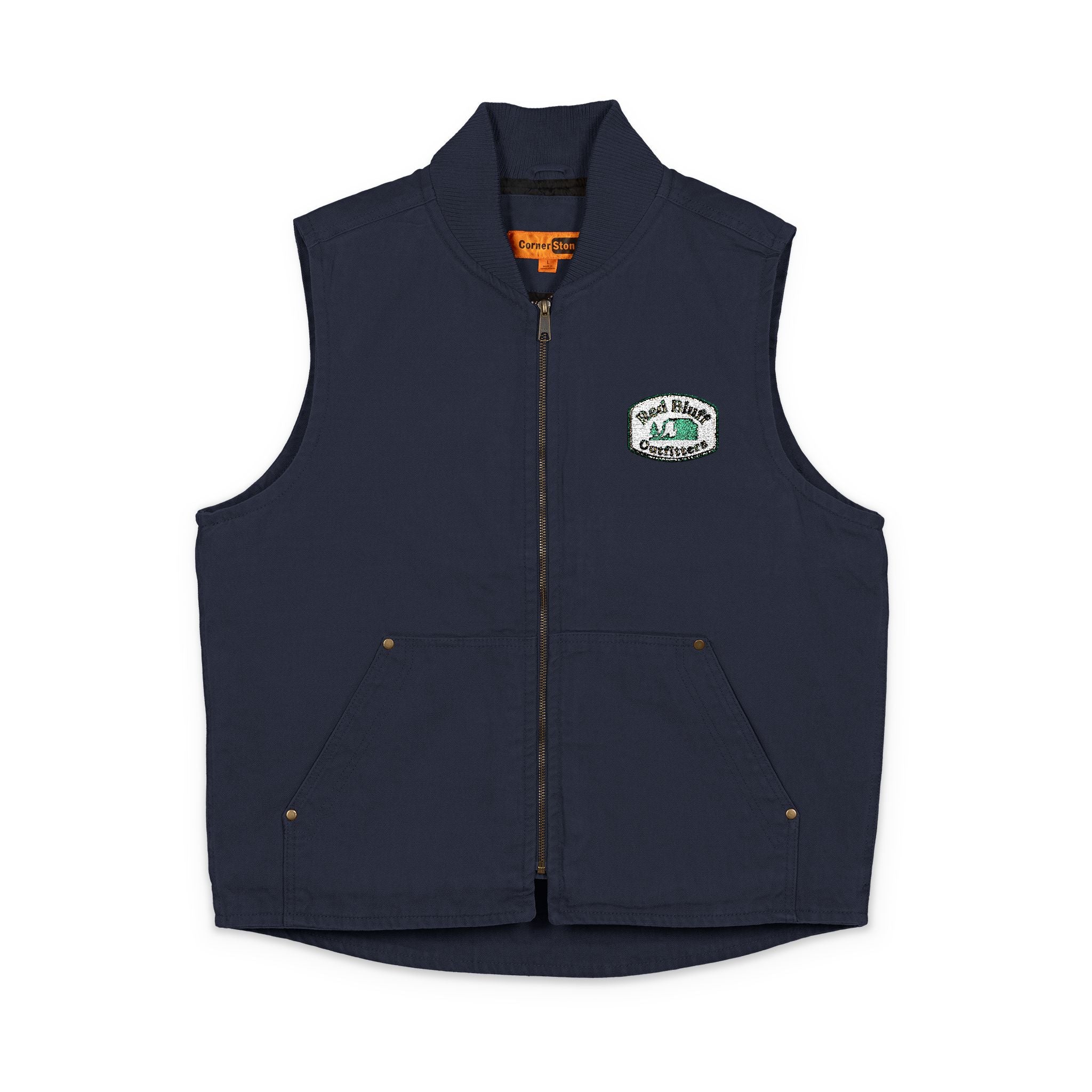 Washed Duck Cloth Work Vest — Embroidered Chest Patch