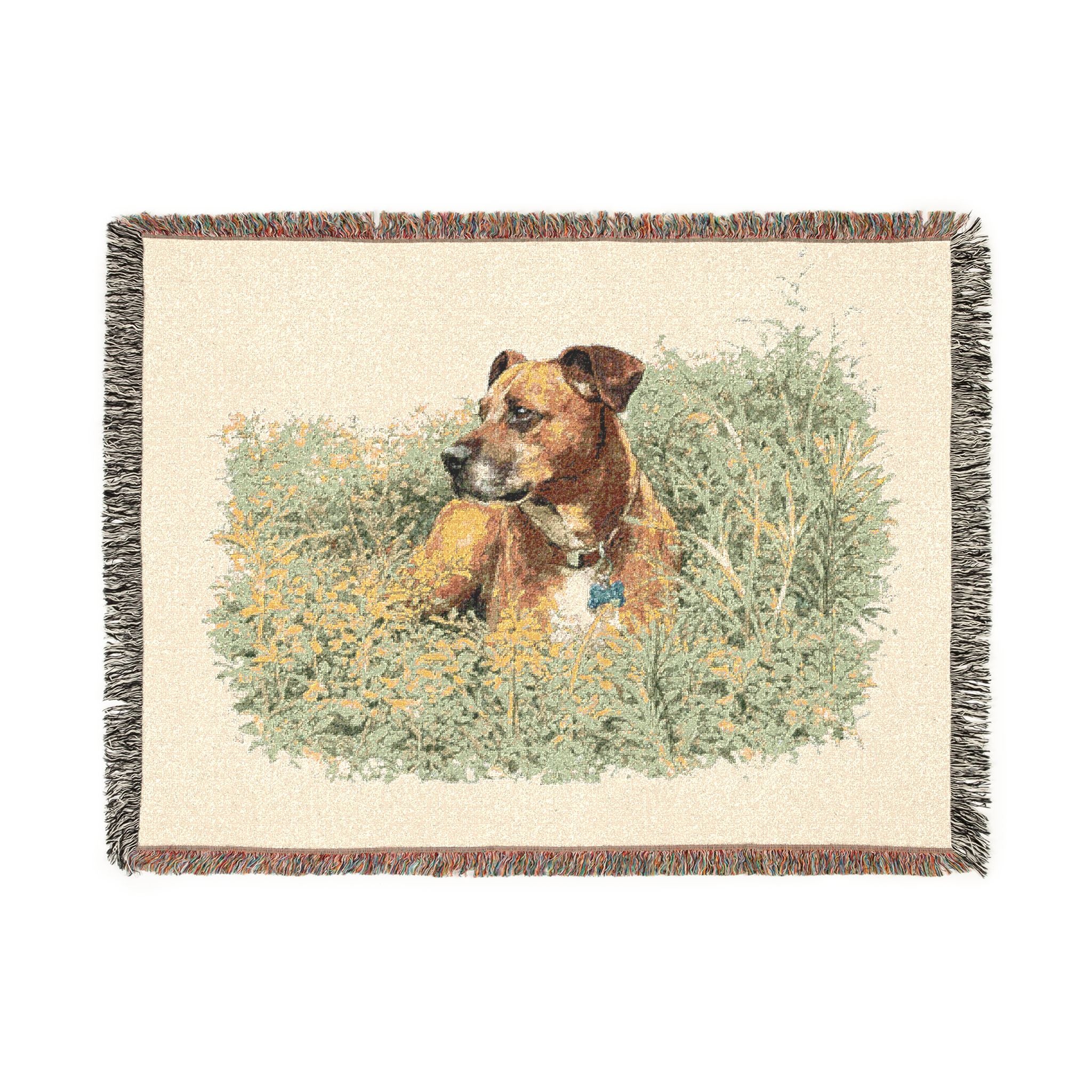 Woven Blanket — Vintage Puppy in Hay Throw Blanket
