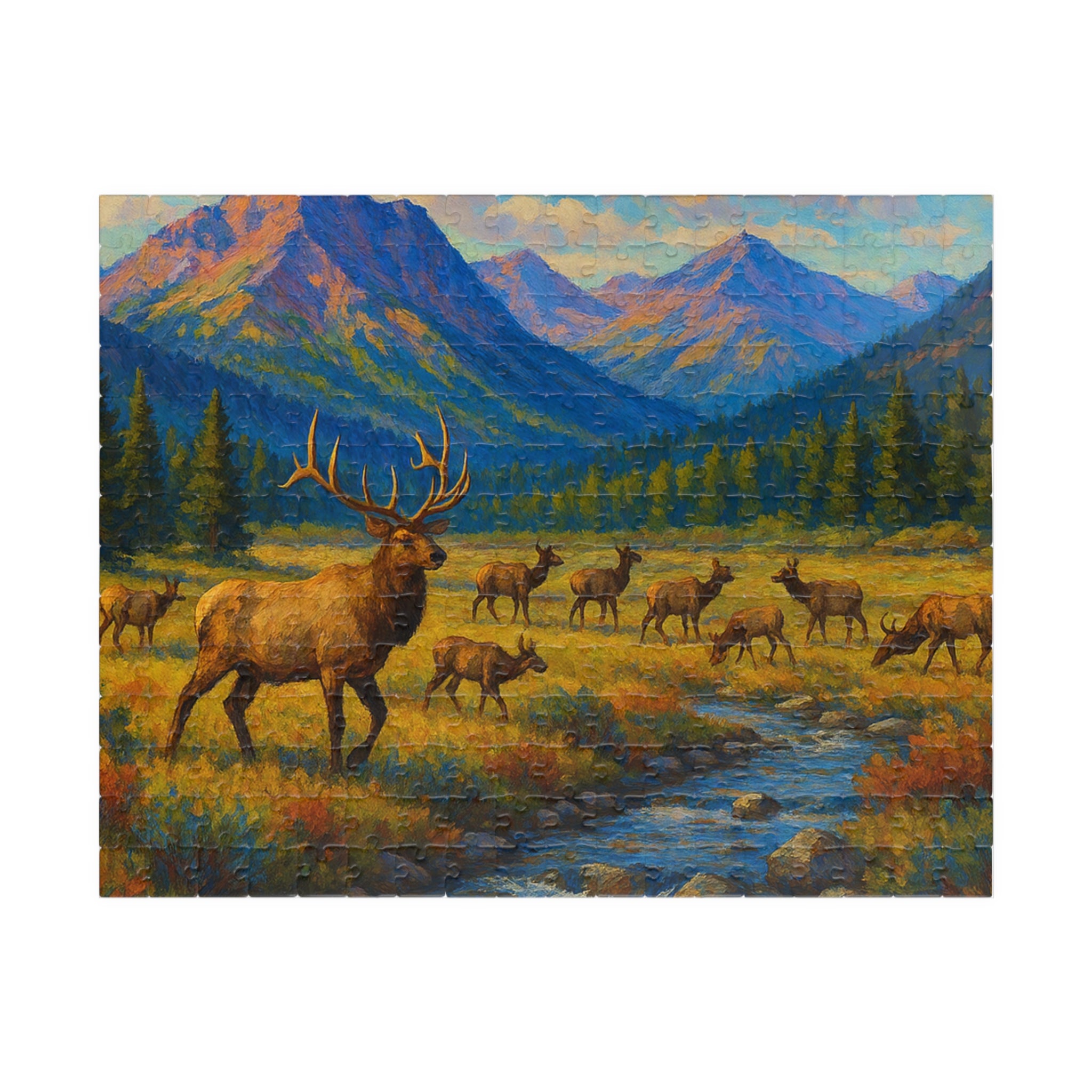 Mountain Elk Landscape Puzzle — Scenic Wildlife Jigsaw (110–1014 pcs)
