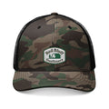 Camo Trucker Hat — Embroidered 'Red Bluff Outfitters' Patch, Breathable Mesh Cap for Outdoors & Hunting