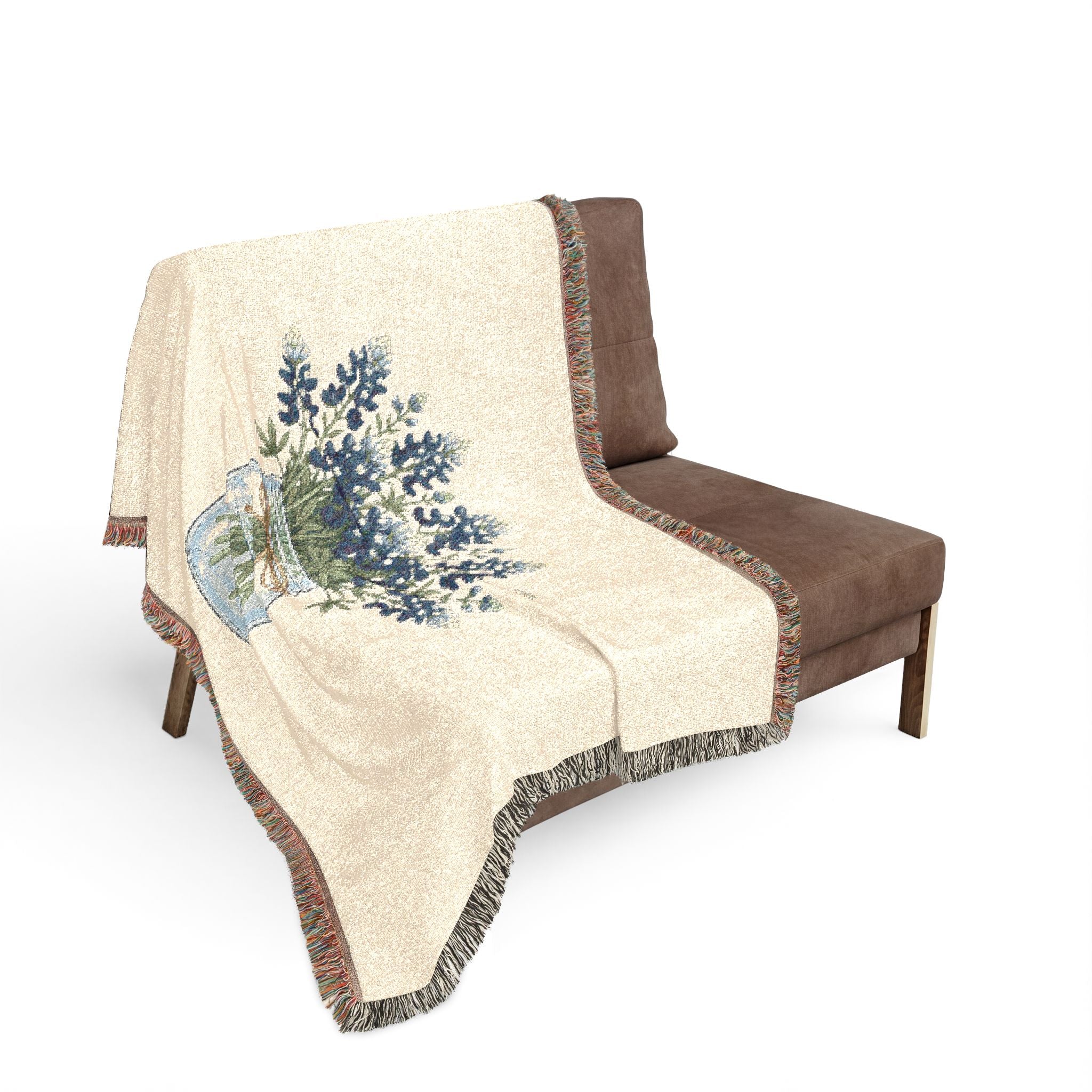 Mason Jar Wildflower Woven Blanket — Cozy Floral Throw for Living Room & Farmhouse Decor