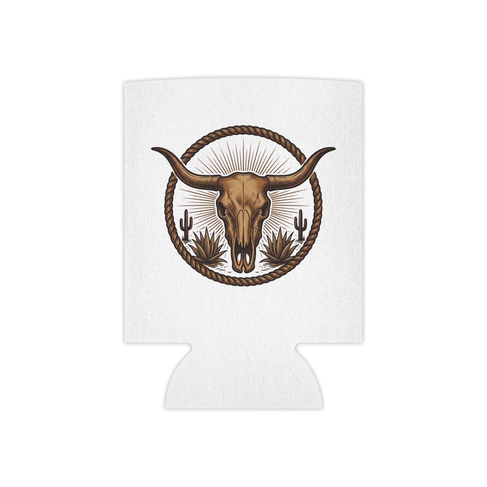 Western Longhorn Can Cooler – Desert Skull Rope Design