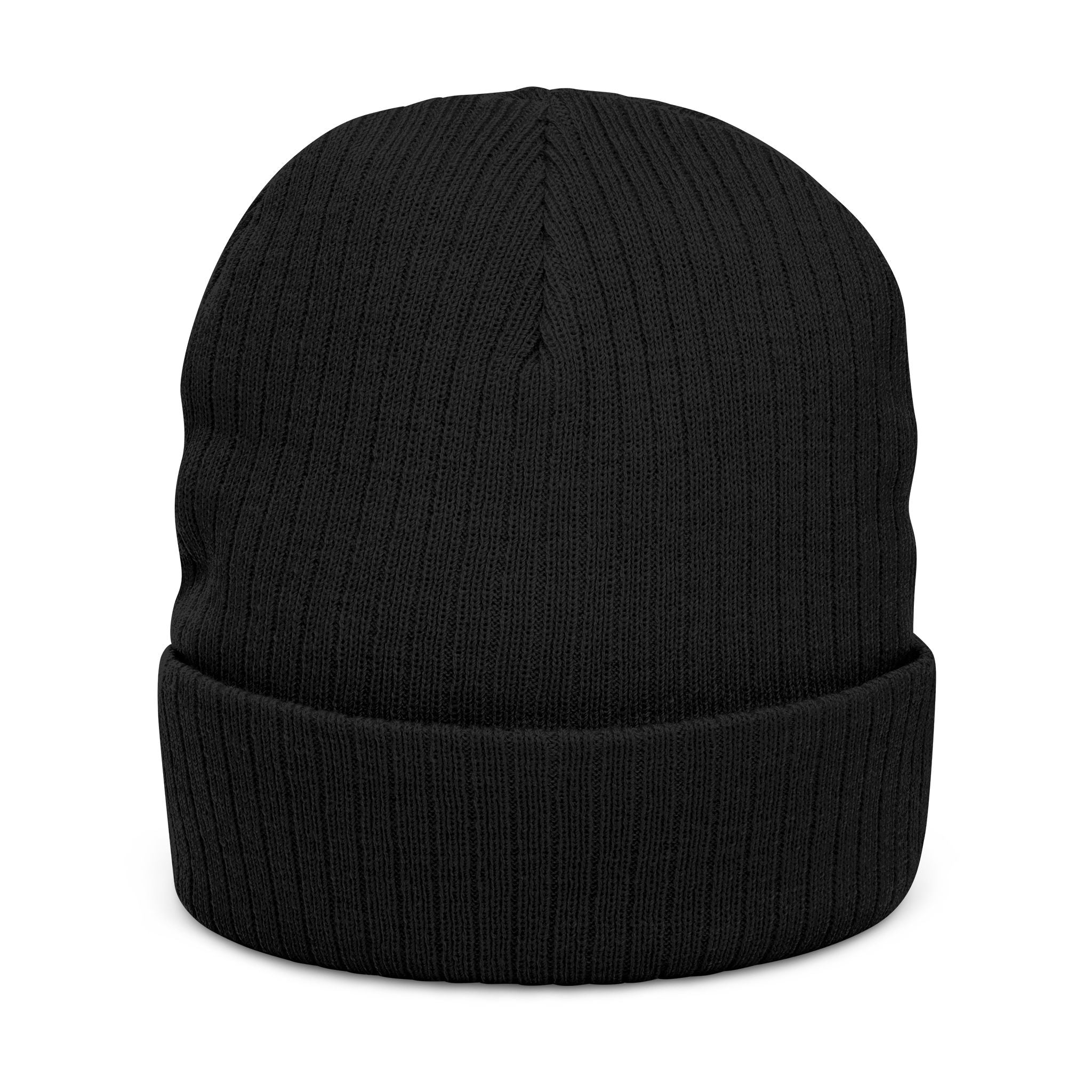 Embroidered Ribbed Knit Beanie — 'Red Bluff Outfitters' Patch Winter Hat