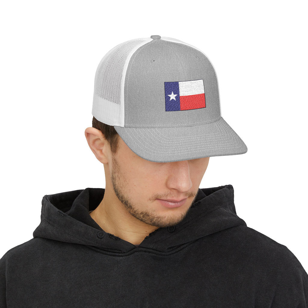 Texas Flag Embroidered Trucker Cap — Distressed Lone Star Snapback