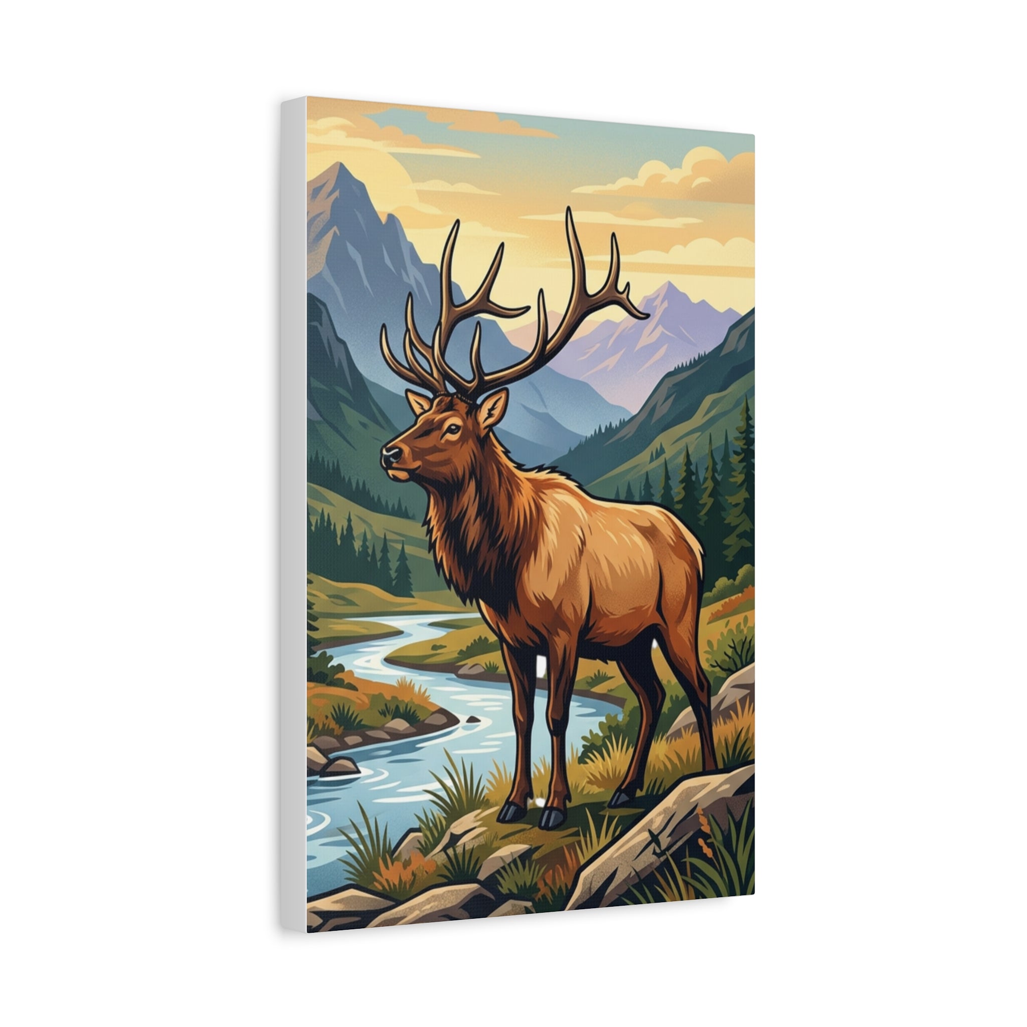 Majestic Elk Mountain Canvas Print — Rustic Wilderness Wall Art