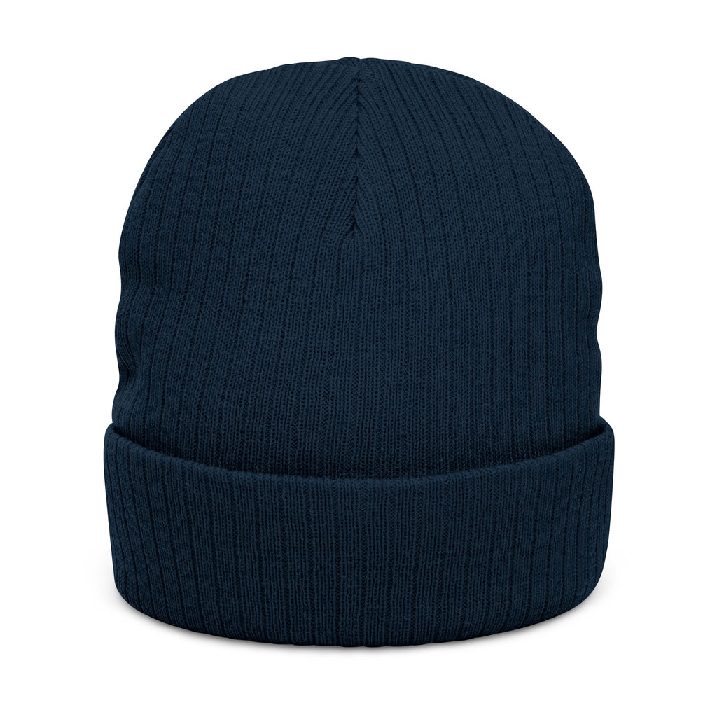 Embroidered Ribbed Knit Beanie — 'Red Bluff Outfitters' Patch Winter Hat