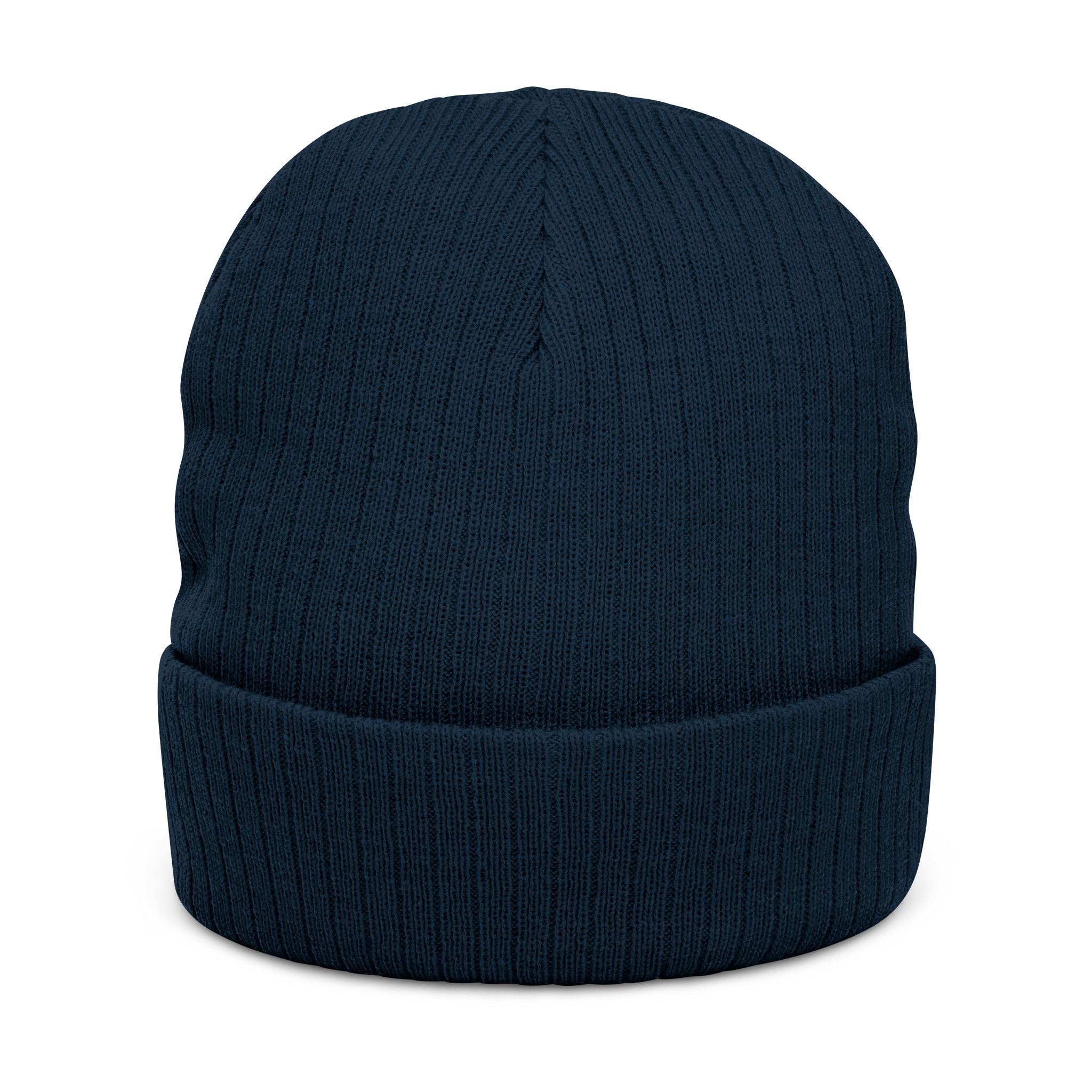 Embroidered Ribbed Knit Beanie — 'Red Bluff Outfitters' Patch Winter Hat
