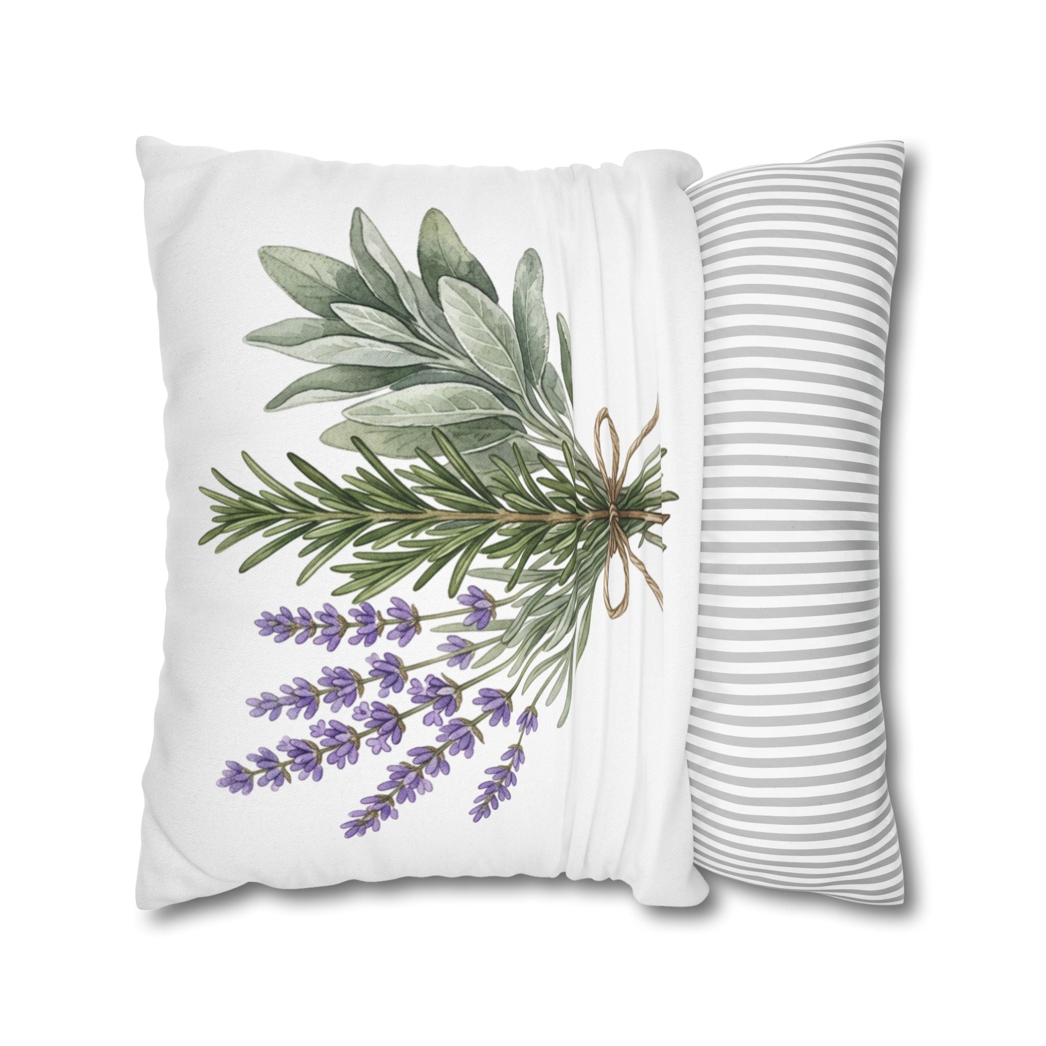 Farmhouse Herb Bundle Pillowcase — Decorative Throw Pillow