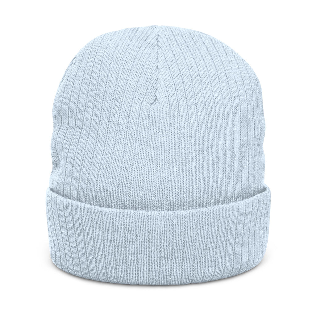 Embroidered Ribbed Knit Beanie — 'Red Bluff Outfitters' Patch Winter Hat
