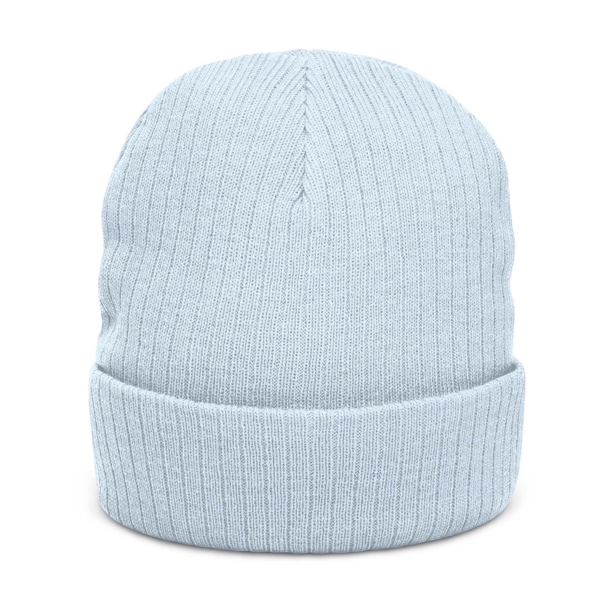 Embroidered Ribbed Knit Beanie — 'Red Bluff Outfitters' Patch Winter Hat