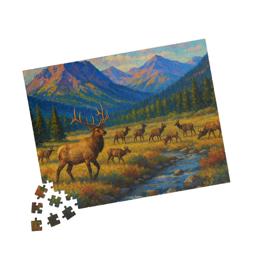 Mountain Elk Landscape Puzzle — Scenic Wildlife Jigsaw (110–1014 pcs)